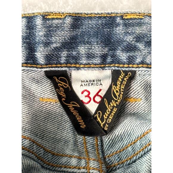 Lucky Brand Vintage Straight Men 36 Regular Inseam Gene Montesano Distressed - Picture 3 of 8